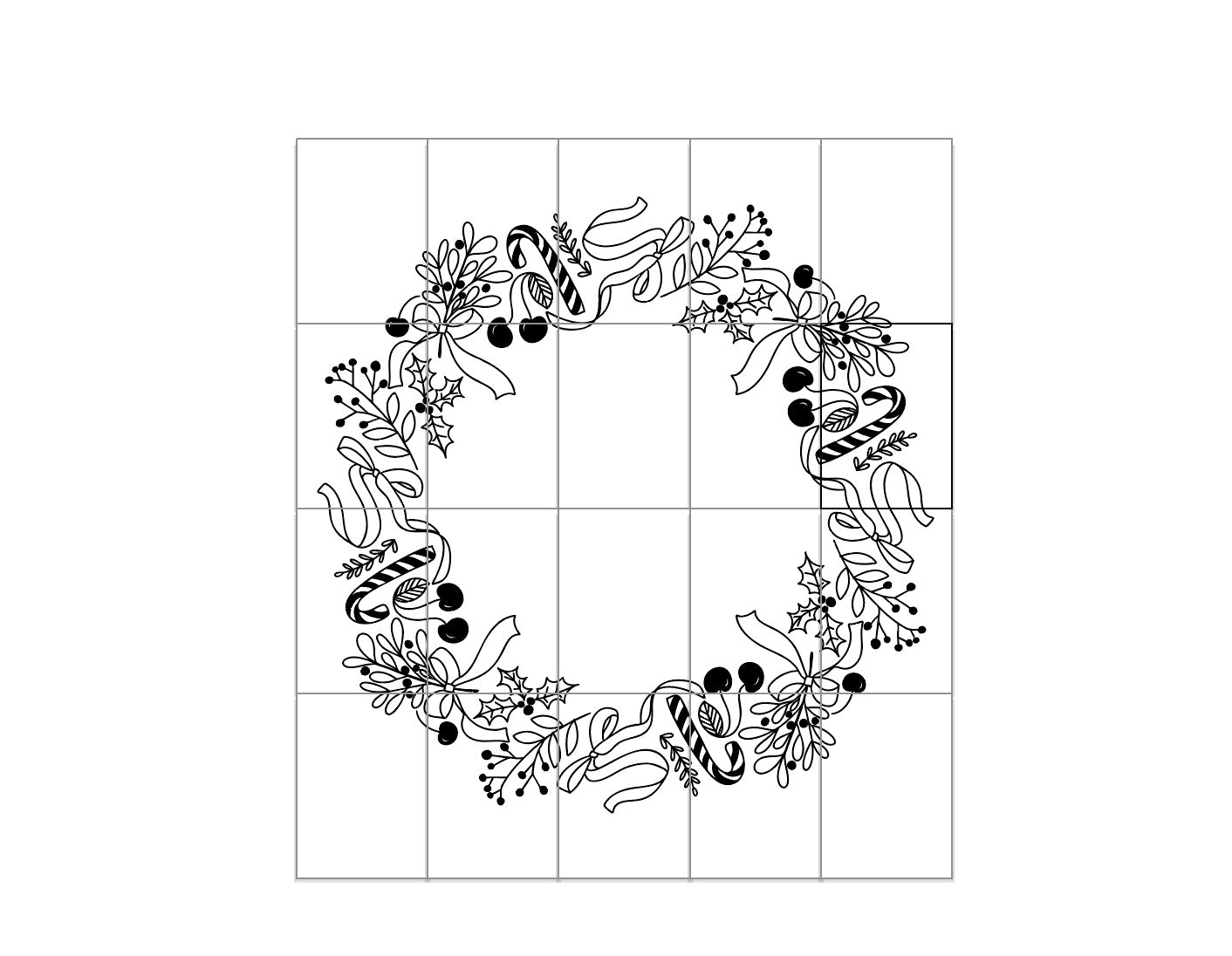 Christmas Candy - Window Art Christmas Wreath - Large Printable Template (Digital)