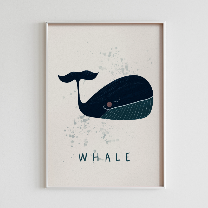 Färgglad valposter hängande i ett barnrum, omgiven av mysig inredning och leksaker