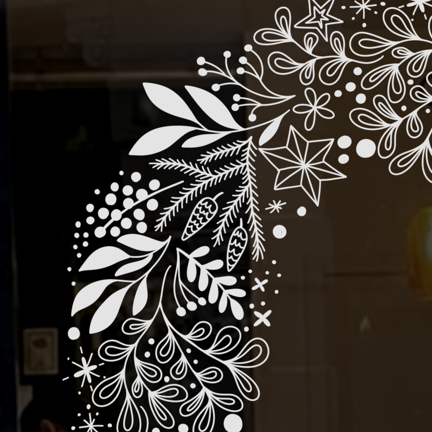 Boho-inspirerad julkrans – digital mall för chalk markers och fönsterdekoration