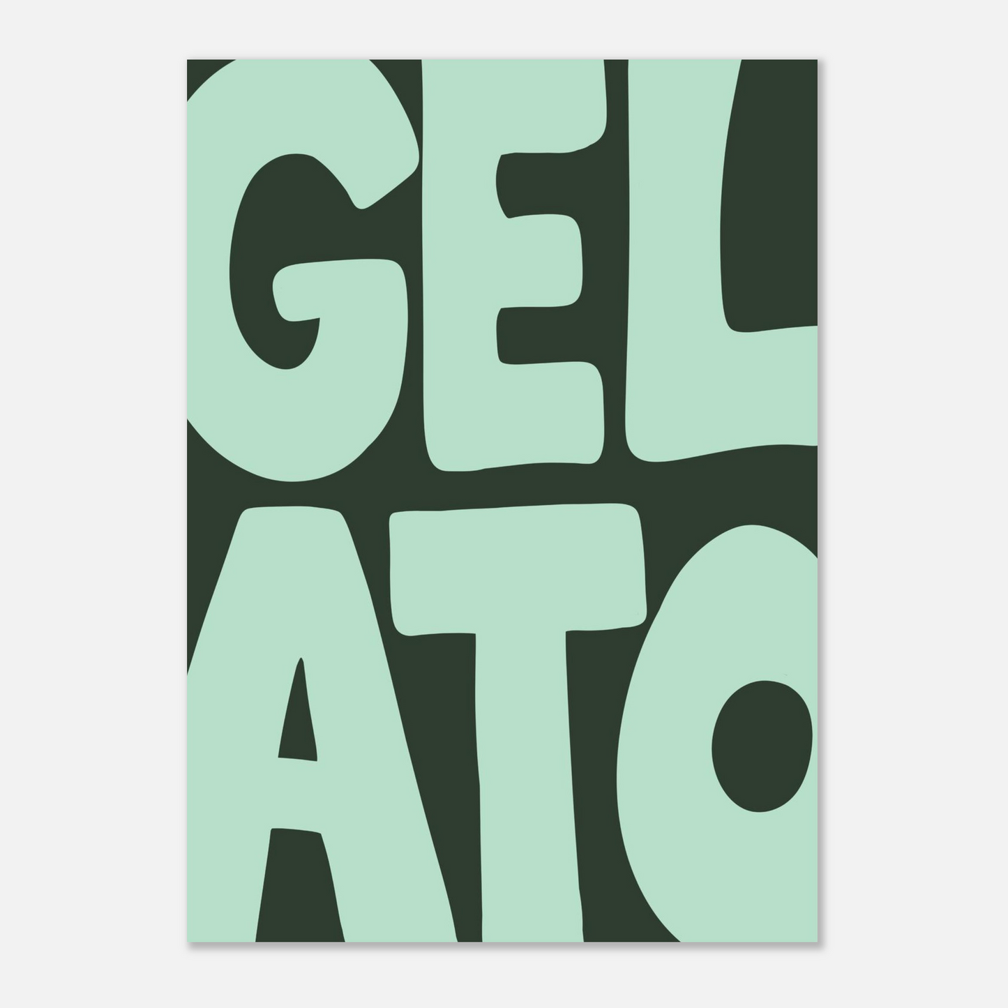 Gelato texttavla i mintgrönt, grafisk poster av Tove Malm