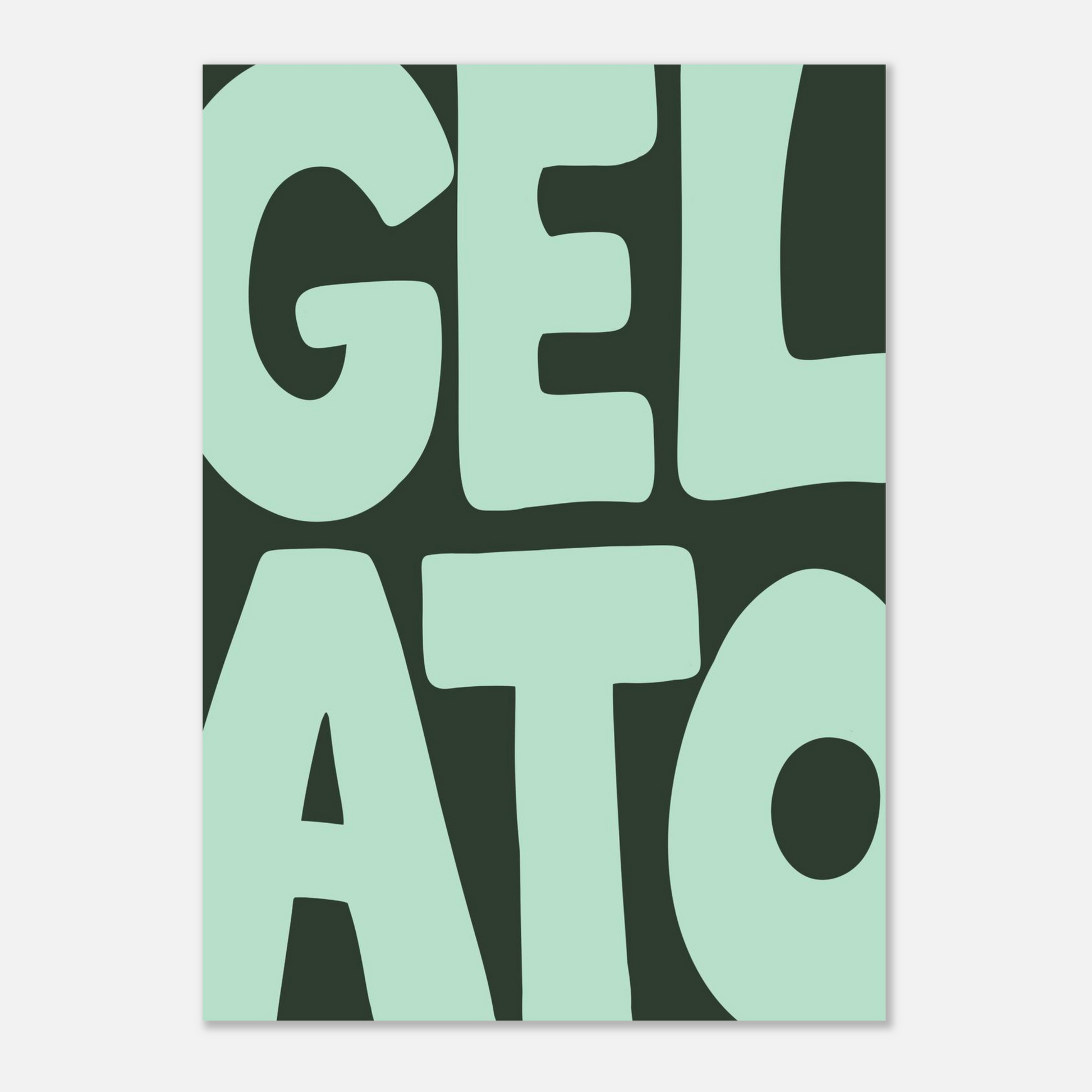 Gelato texttavla i mintgrönt, grafisk poster av Tove Malm