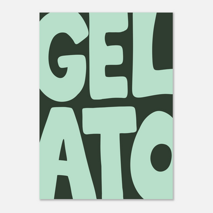 Gelato texttavla i mintgrönt, grafisk poster av Tove Malm