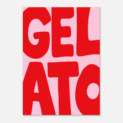 Gelato texttavla i rosa och rött, grafisk poster av Tove Malm