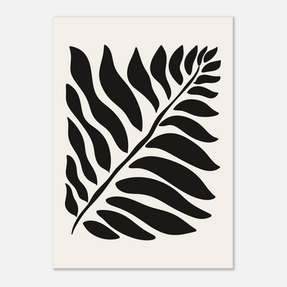 Bladsiluett i svart, grafisk botanisk poster