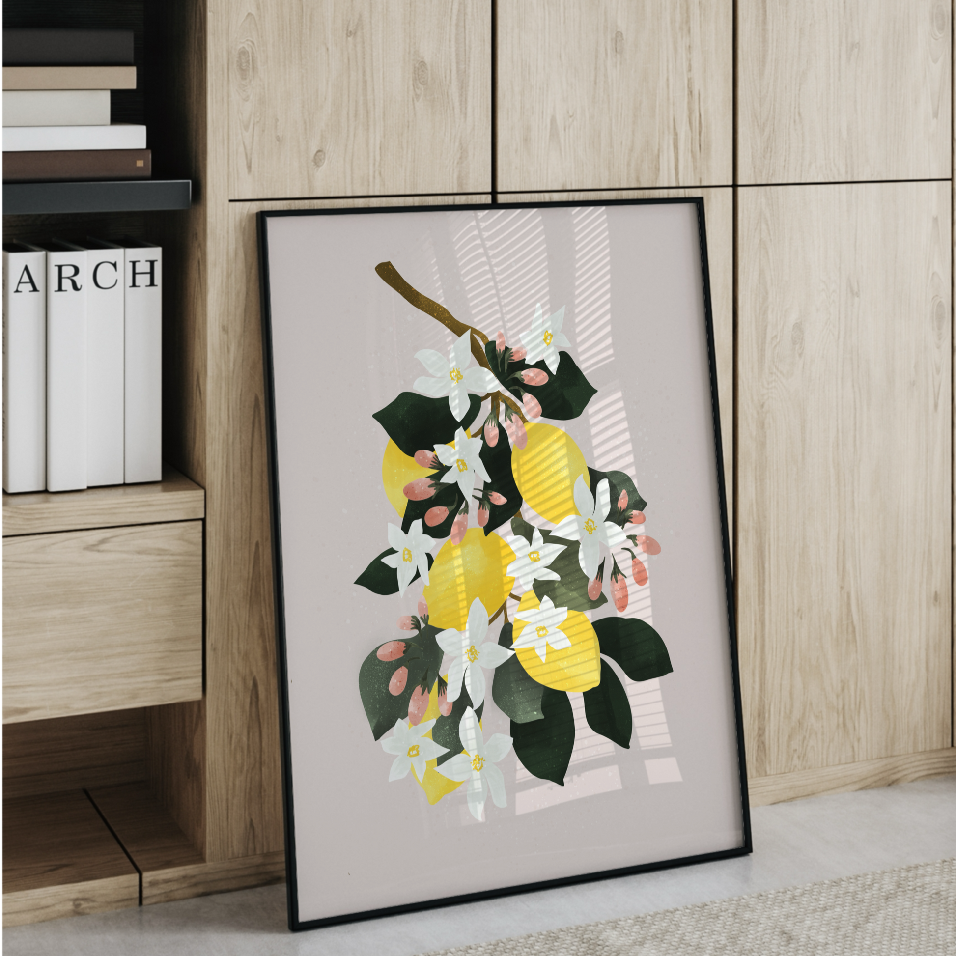 Förgyll ditt hem med en vacker citronposter!  Denna unika poster med citronmotiv ger en fräsch och elegant touch till vardagsrummet, sovrummet, kontoret eller var du än vill skapa en inbjudande atmosfär.. Design Tove Malm, Tove Malm Studio