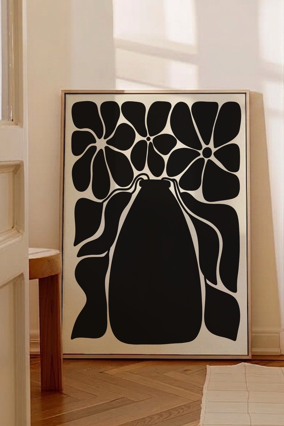 Botanical Wall Art – Black Blooming Vase Silhouette