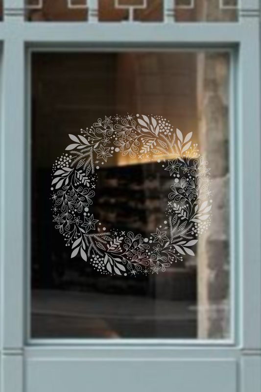 Botanical Folk Boho Julkrans – Stor Fönstertracing Template (Digital produkt)