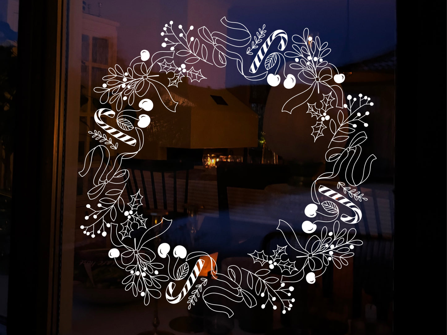 Christmas Candy - Window Art Christmas Wreath - Large Printable Template (Digital)