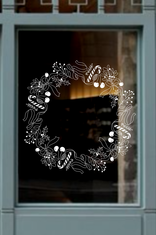 Julgodis - Fönster konst  Julkrans - stor utskrivbar template (digital)