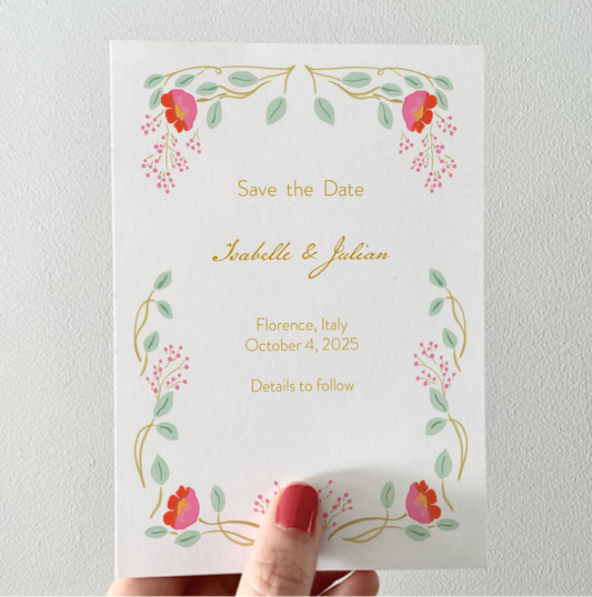 Bröllopsinbjudan – Trädgårdsblommor