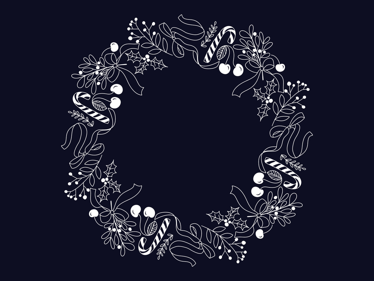 Christmas Candy - Window Art Christmas Wreath - Large Printable Template (Digital)