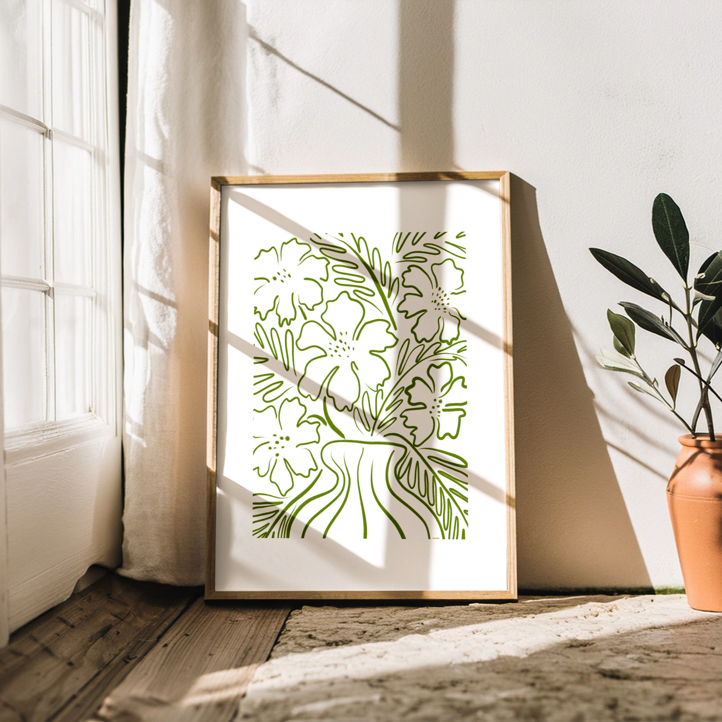 Poppy Illustration Mock Up wood frame