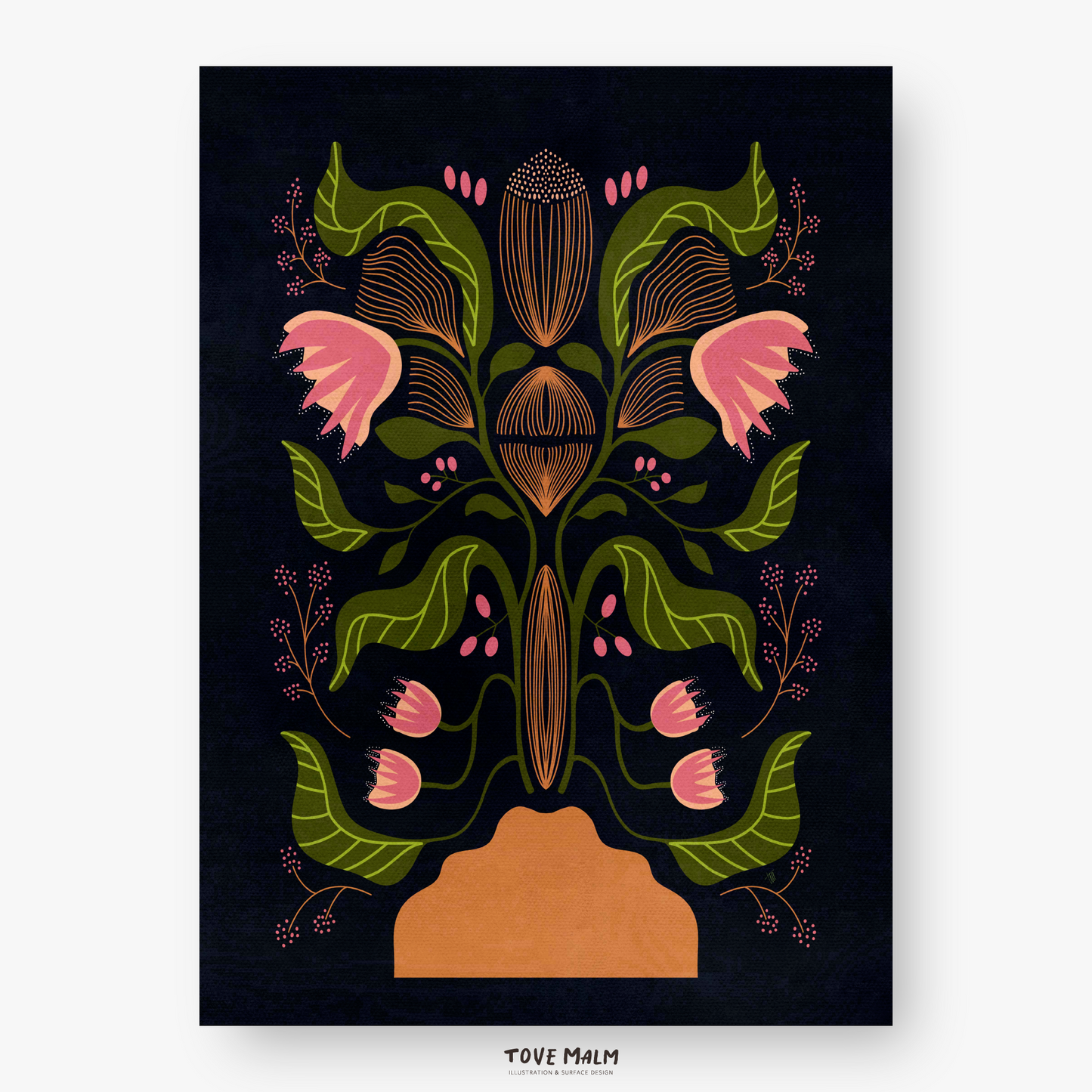 Floris Rosa Blommor | Poster Design Illustration Tove Maln, Tove Malm Studio