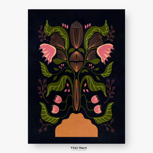 Floris Rosa Blommor | Poster Design Illustration Tove Maln, Tove Malm Studio