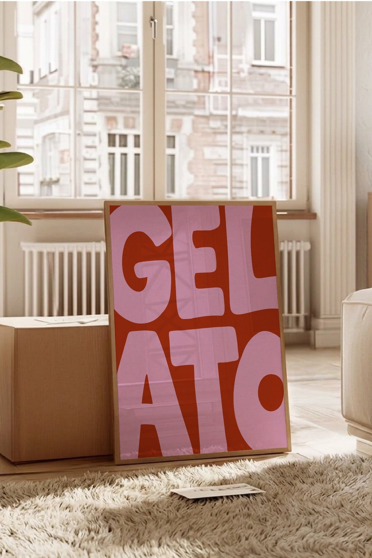 Texttavla i rosa och vinrött - Gelato med chunky font