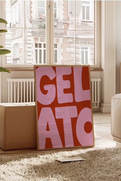 Texttavla i rosa och vinrött - Gelato med chunky font