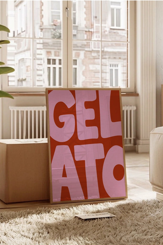 Texttavla i rosa och vinrött - Gelato med chunky font