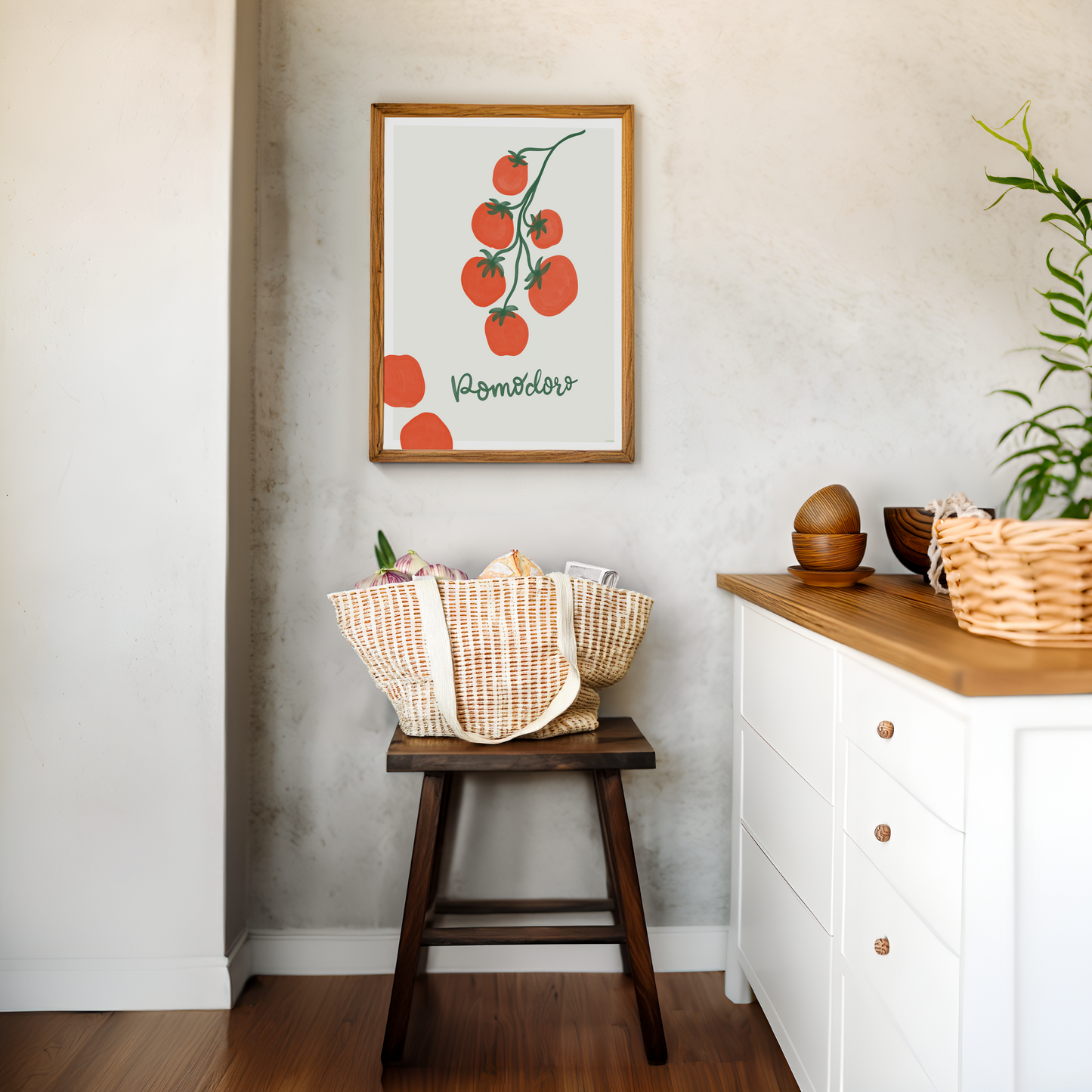 Graphic Watercolor Poster – Pomodoro | Digital Download | Sun Ripe Tomatoes | Italian Inspired Wall Art | 300 DPI, Several Sizes