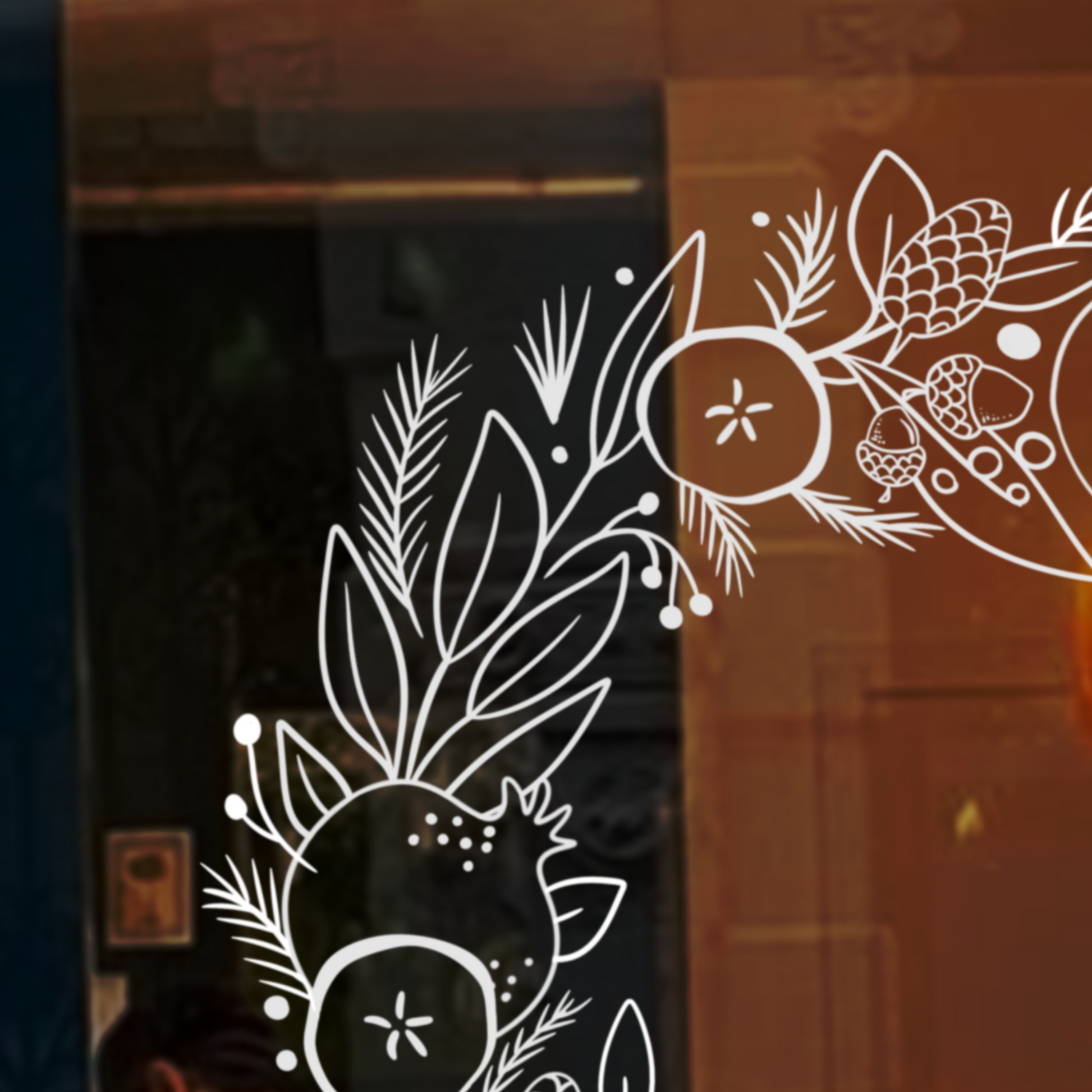 mall krans rita på fönster jul tema