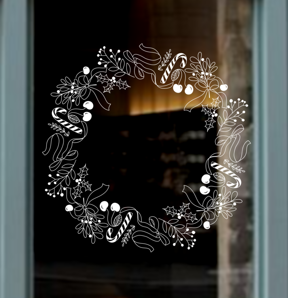 Christmas Candy - Window Art Christmas Wreath - Large Printable Template (Digital)