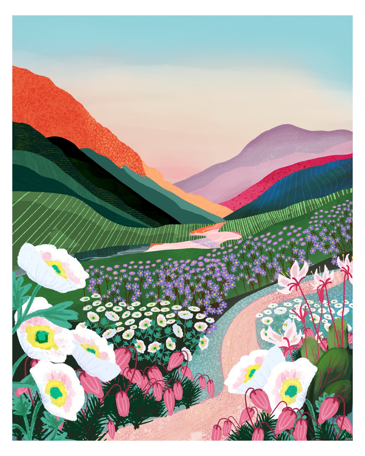 Fjäll och flora illustration