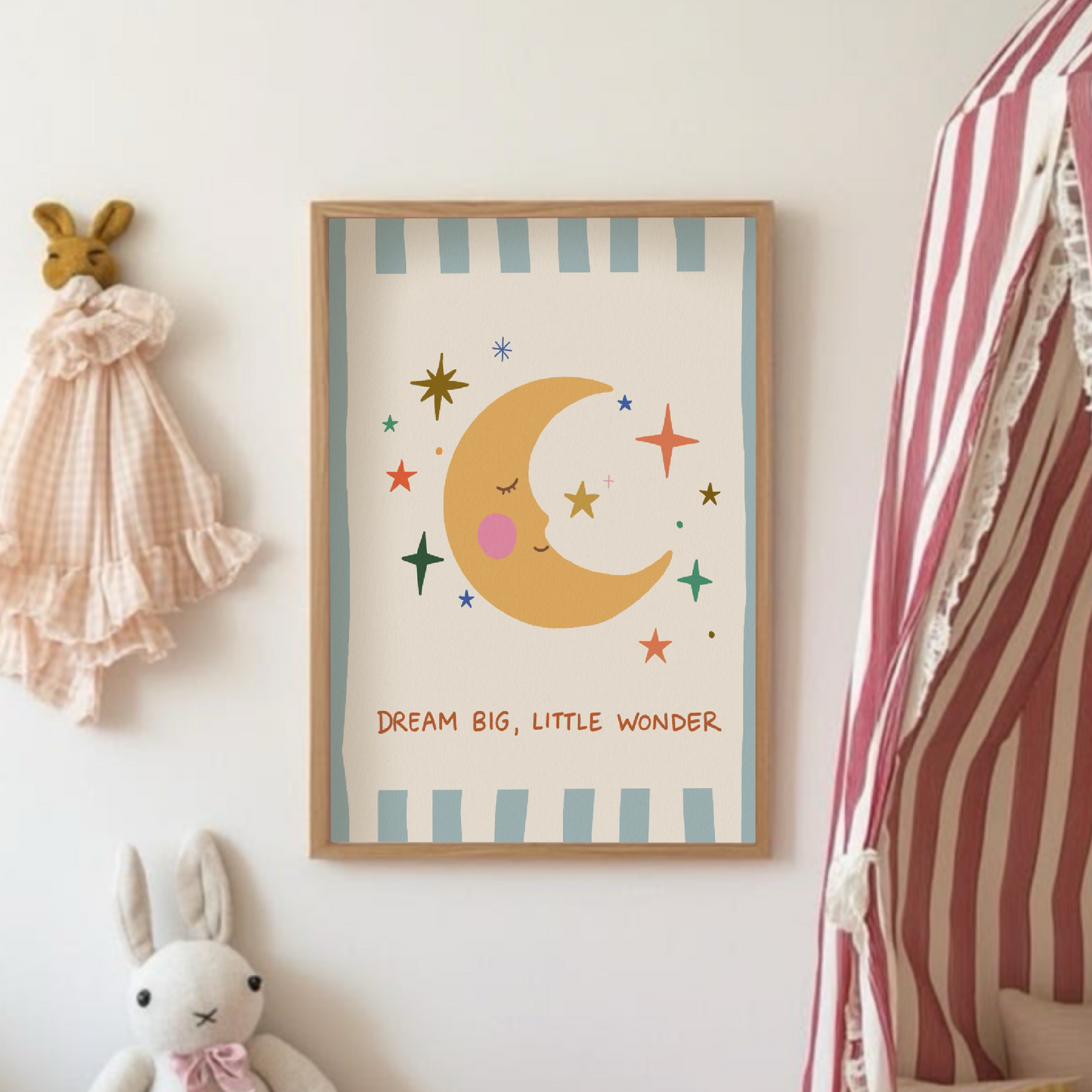 Dream Big Little Wonder Poster - Barnrumstavla Måne & Stjärnor