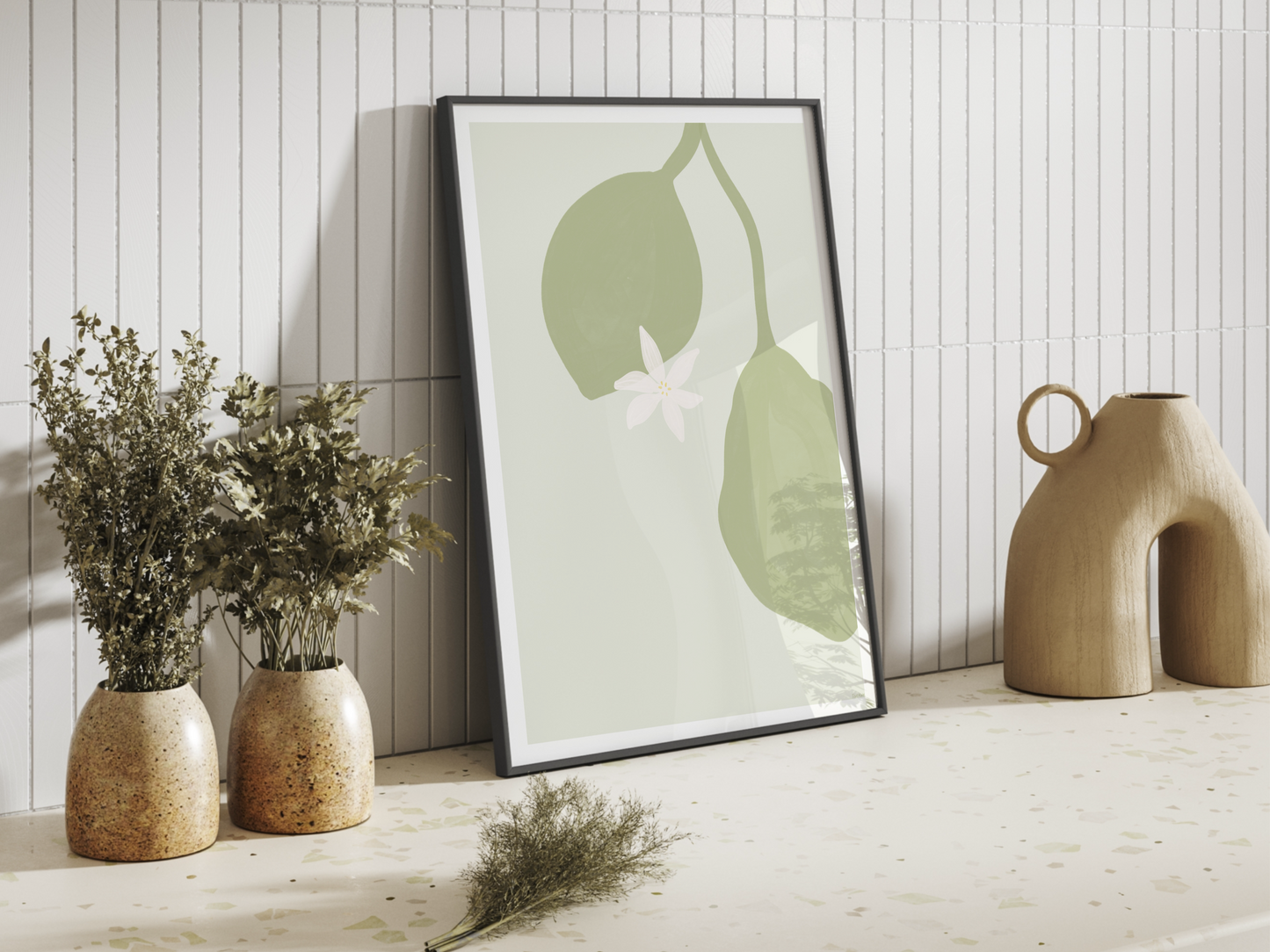 Lemon flower | Sage Green Poster Design 