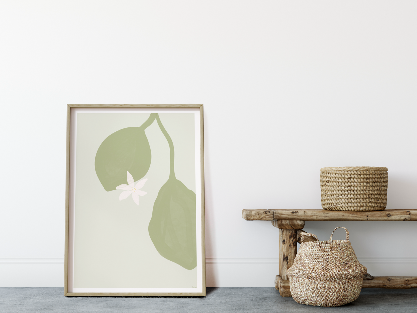 Lemon flower | Sage Green Poster Design 