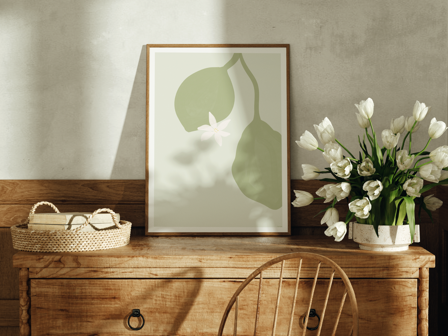 Lemon flower | Sage Green Poster Design 