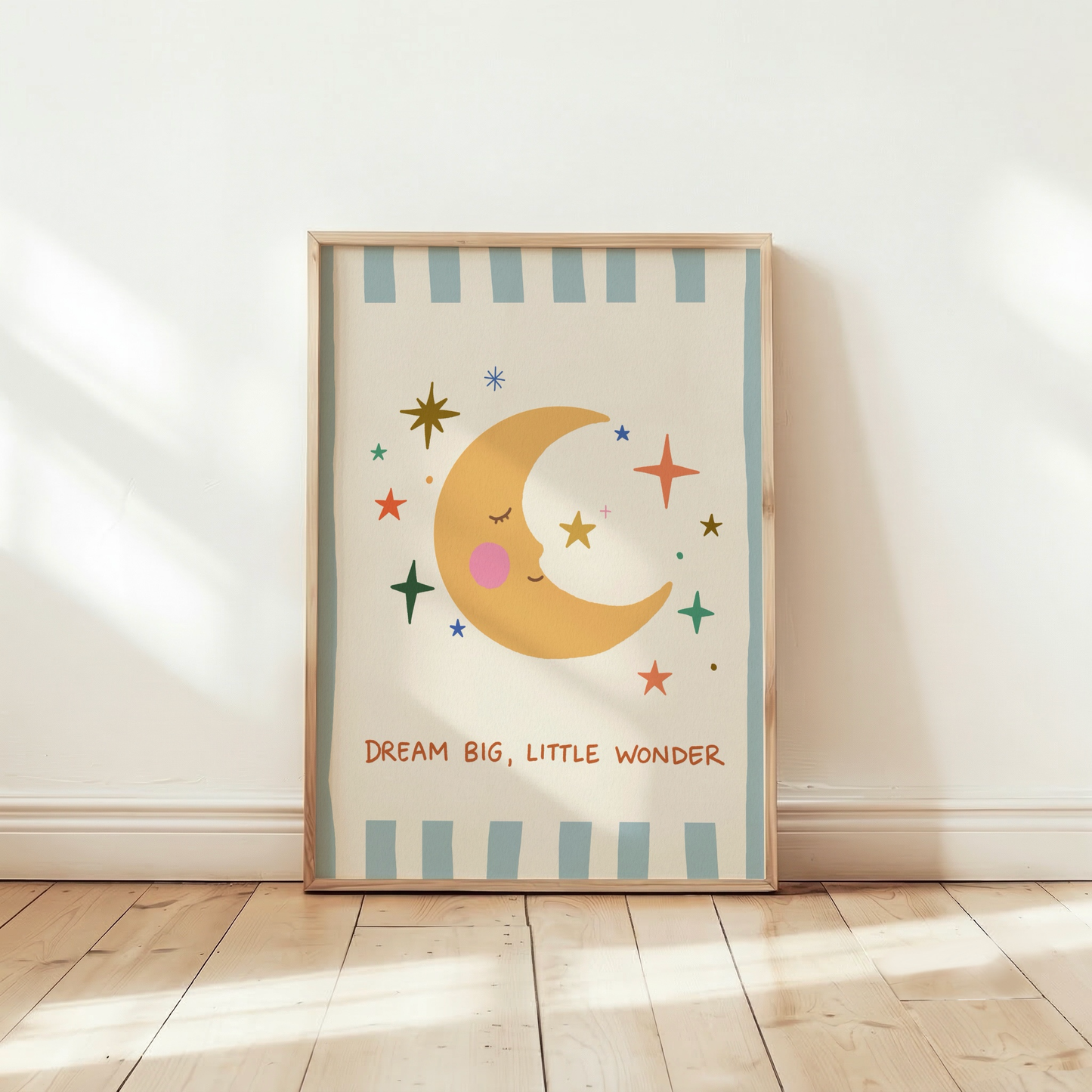 Dream Big Little Wonder Poster - Barnrumstavla Måne & Stjärnor