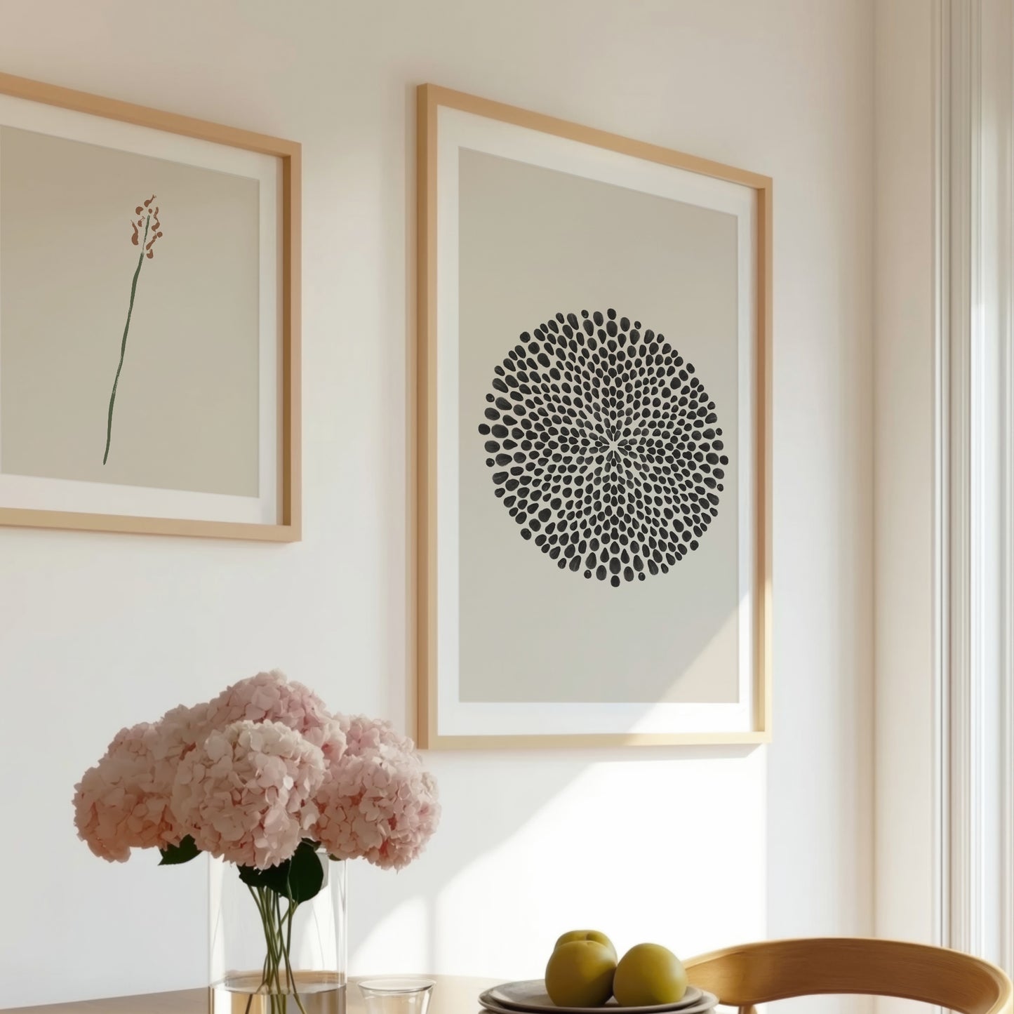 Mandala Dots-poster i matplats med blommor och frukt