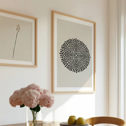 Mandala Dots-poster i matplats med blommor och frukt