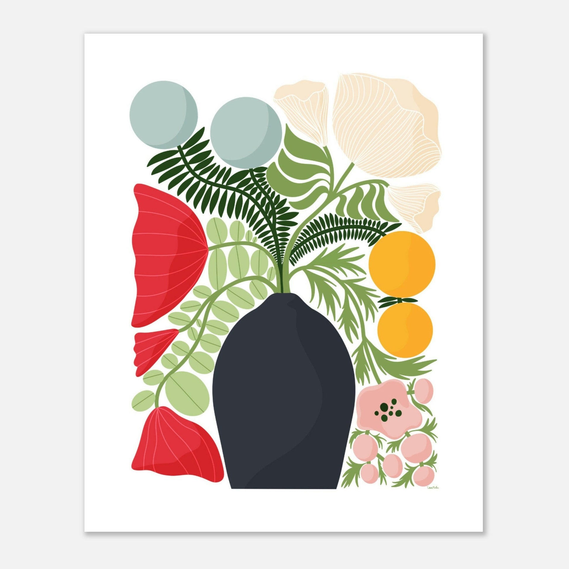 Grafiskt botanisk affisch i färgfyllda toner 