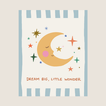 Dream Big Little Wonder Poster - Barnrumstavla Måne & Stjärnor