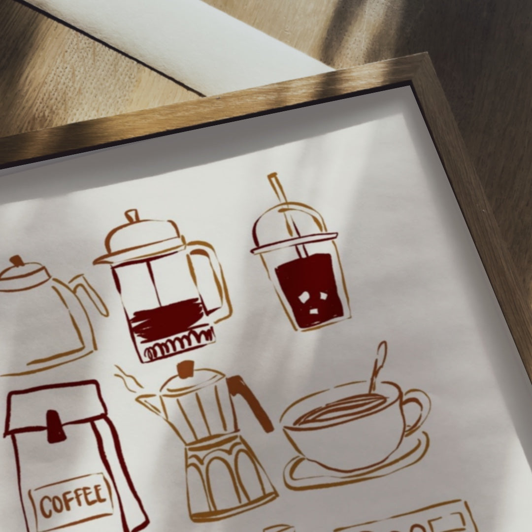 Kaffe poster tryckt på matt premium papper 