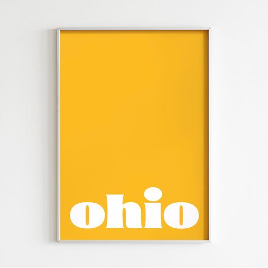 gul poster med vit text ohio