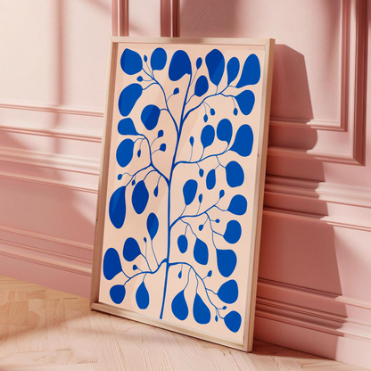 Lutad ficus Plant i grafisk formgivning lutand mot vägg i träram