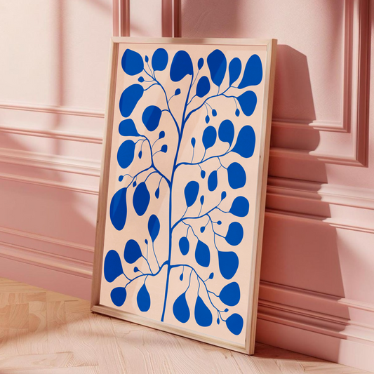 Lutad ficus Plant i grafisk formgivning lutand mot vägg i träram