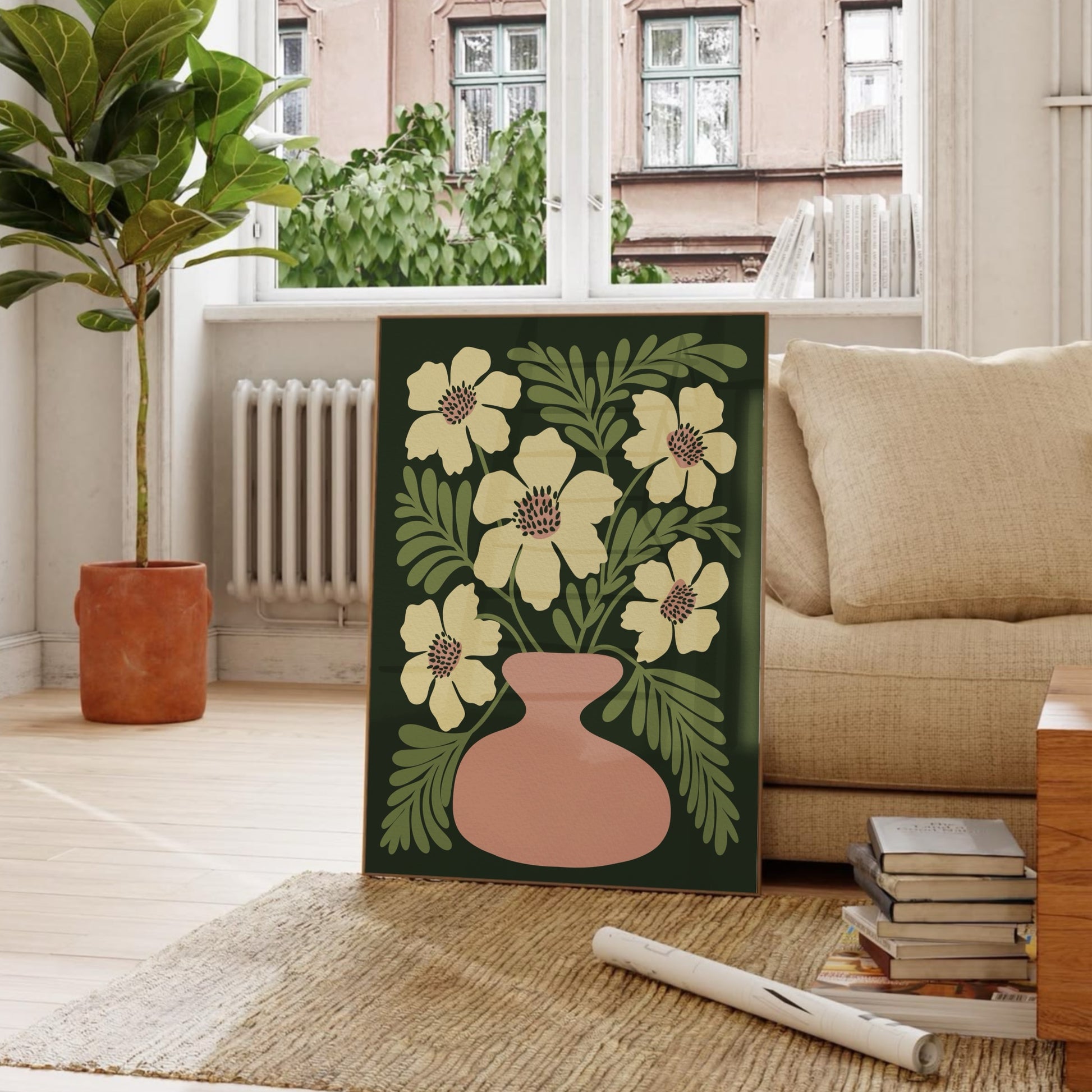 Poppy Green-poster i vardagsrumsmiljö