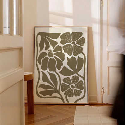 Abstrakt Blomposter Oliv