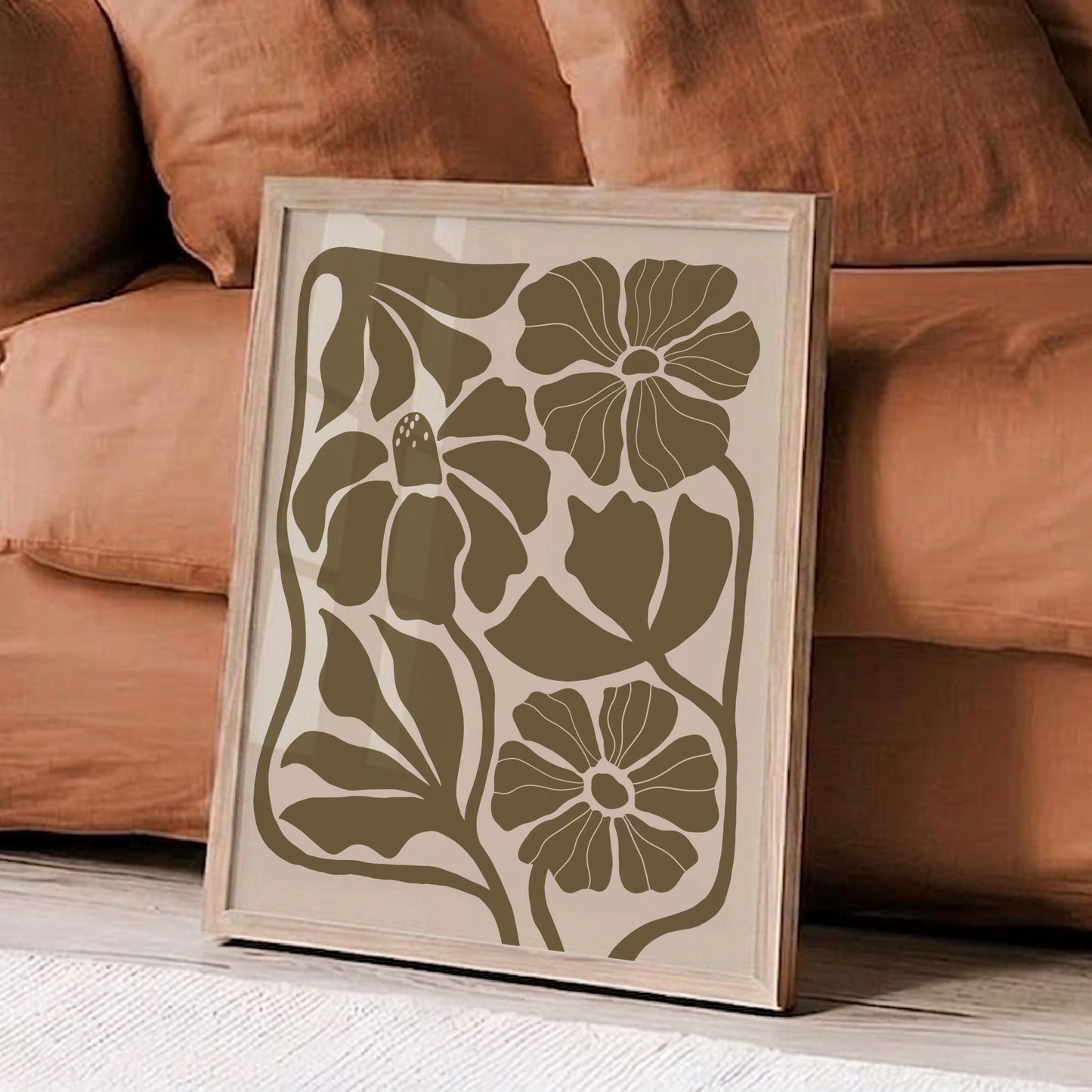Abstrakt Blomposter Oliv