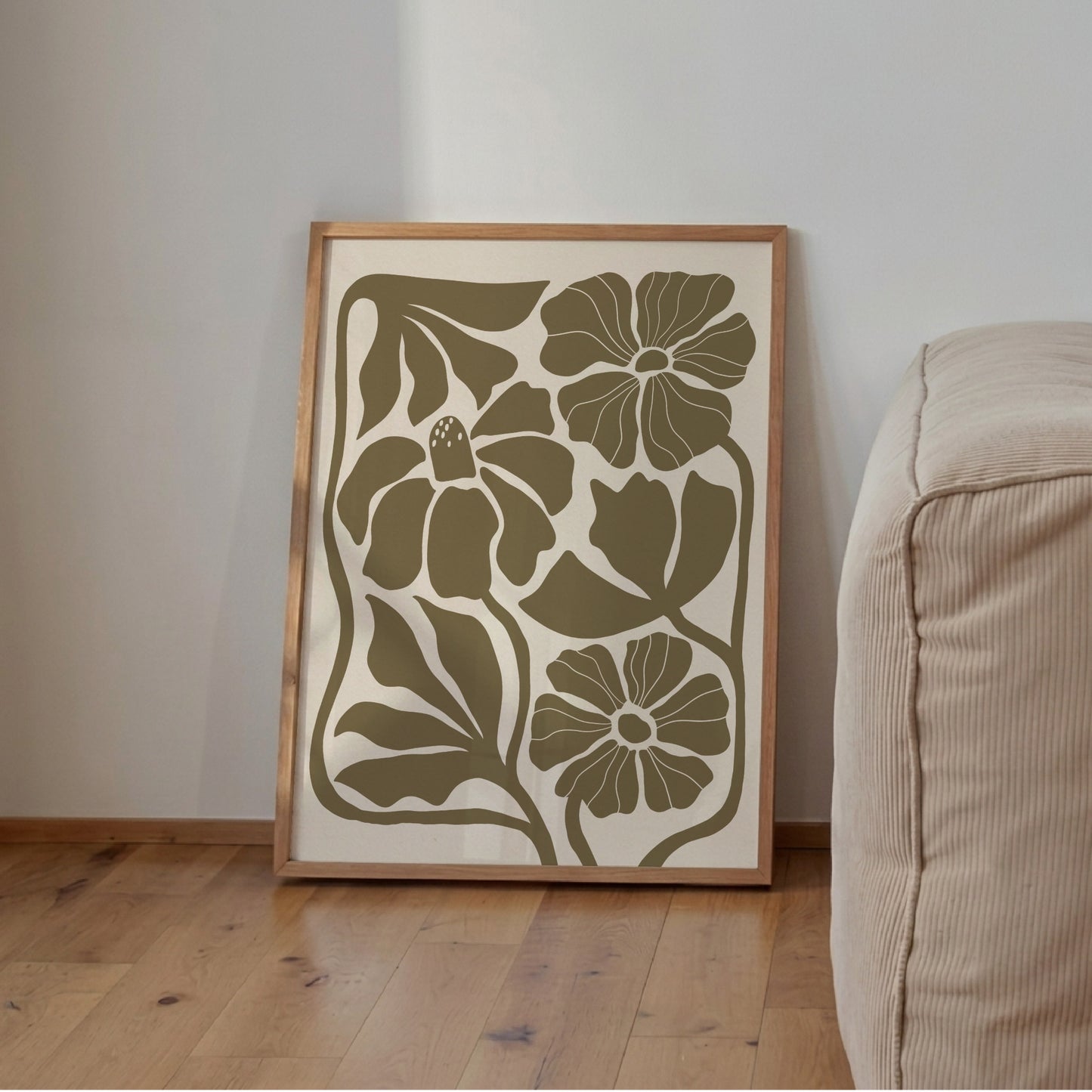 Abstrakt Blomposter Oliv