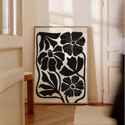 Abstrakt Blomposter Svart