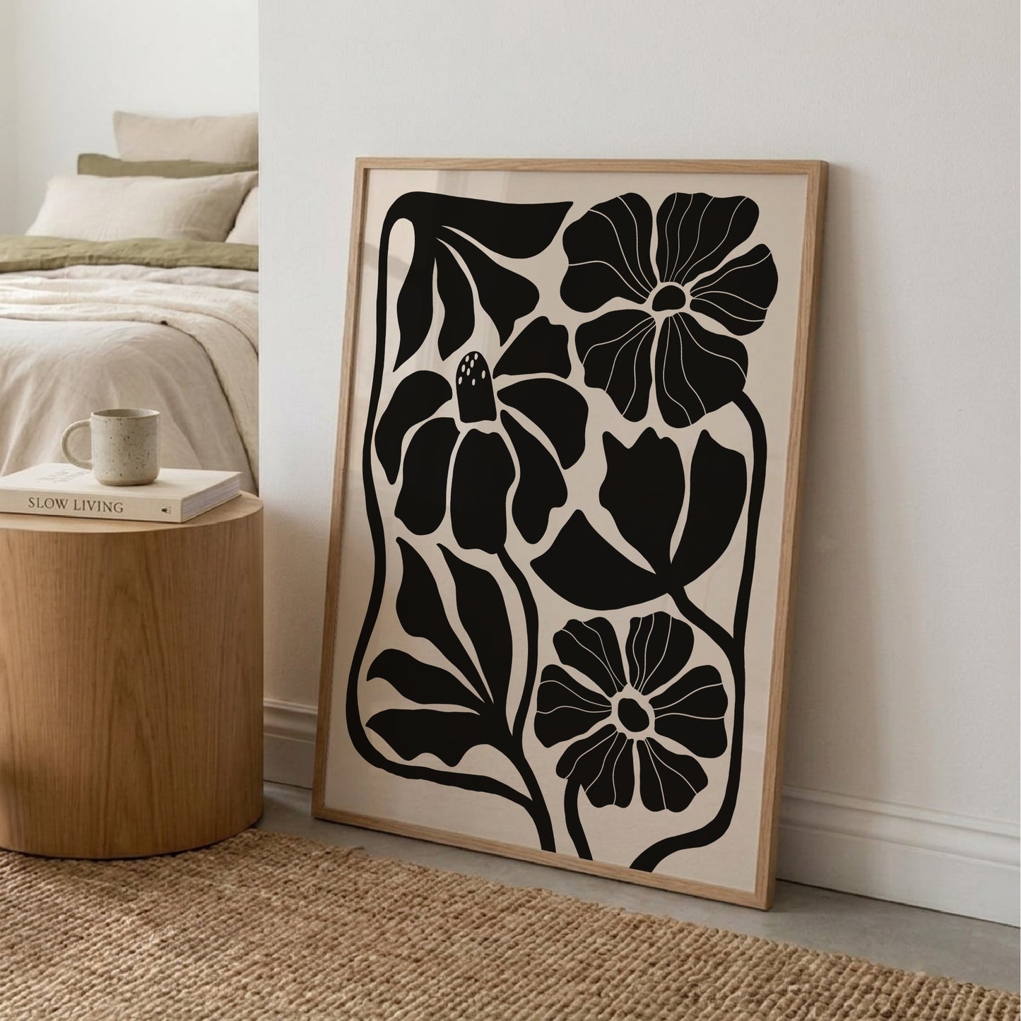 Abstrakt Blomposter Svart