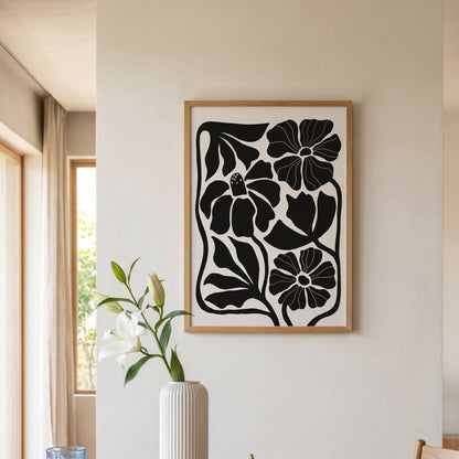 Abstrakt Blomposter Svart
