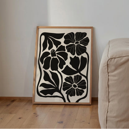 Abstrakt Blomposter Svart