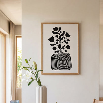 Vallmoposter Randig Vas Svartvit