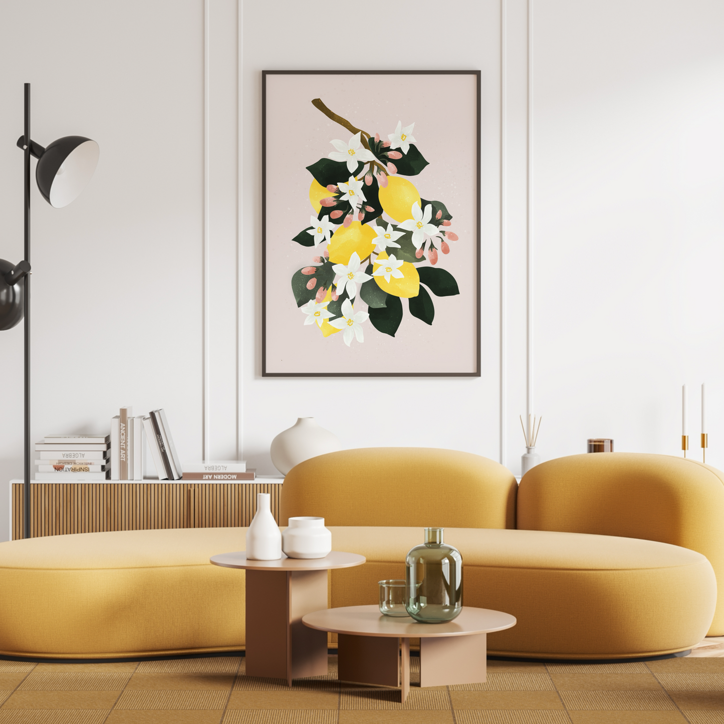 Förgyll ditt hem med en vacker citronposter!  Denna unika poster med citronmotiv ger en fräsch och elegant touch till vardagsrummet, sovrummet, kontoret eller var du än vill skapa en inbjudande atmosfär.. Design Tove Malm, Tove Malm Studio