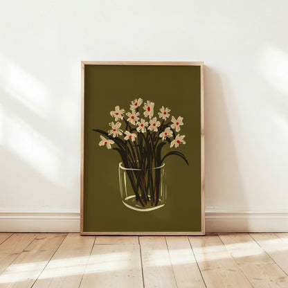 Sommarblommor i glas – Handmålad tavla med prästkragar
