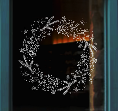 Julkrans utskrivbar stencil till  fönster dekoration 